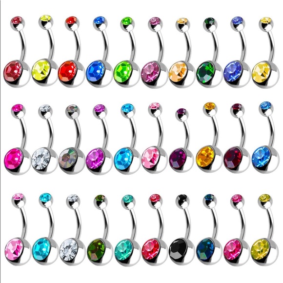 {SOLD} Hypo-allergenic Jeweled Belly Button Rings - Picture 1 of 6